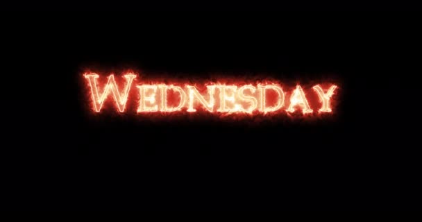 Wednesday Written Fire Loop — Vídeo de stock