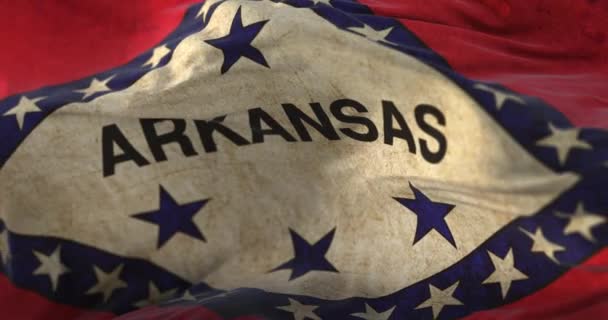 Старый Флаг Американского Штата Арканзас Сша Петля — стоковое видео