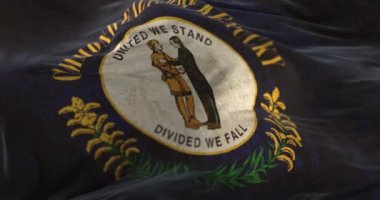 Old flag of american state of Kentucky, United States, waving at wind. Loop