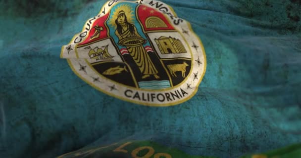 Παλιά Σημαία Του Λος Άντζελες Κομητεία Της Καλιφόρνια Ηνωμένες Πολιτείες — Αρχείο Βίντεο