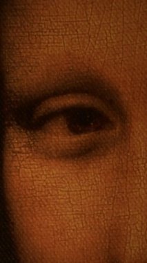 Gioconda o Mona Lisa 'nın yüzü aydınlandı, kaybolup gitti. Dikey 4K