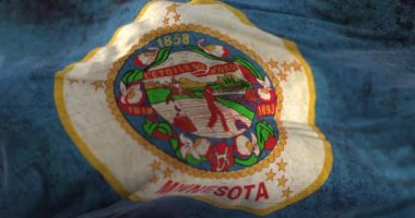 Old flag of Minnesota state, region of the United States - loop