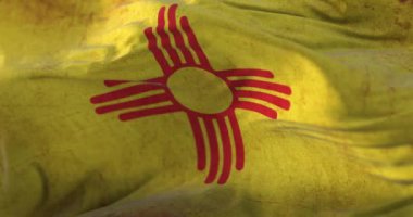 Old flag of New Mexico state, region of the United States - loop