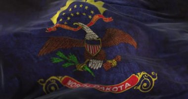 Old flag of North Dakota state, region of the United States - loop