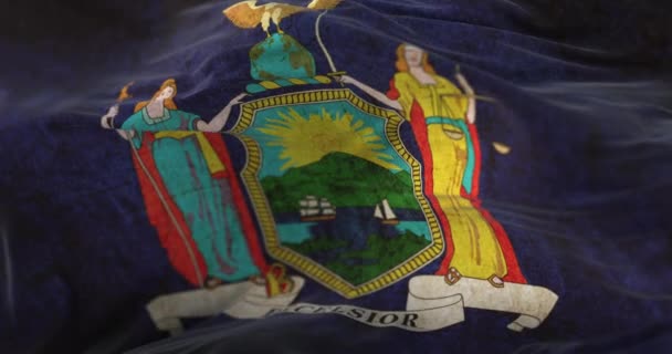 Старый Флаг Штата Нью Йорк Регион Соединенных Штатов Петля — стоковое видео
