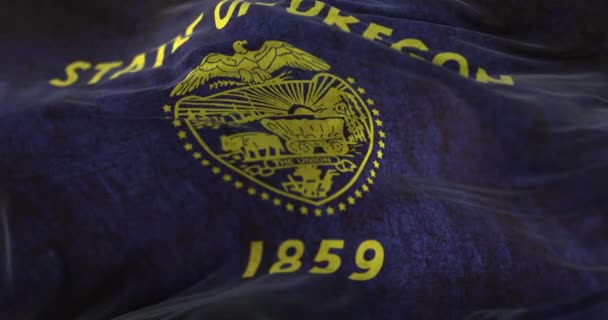 Oude Vlag Van Amerikaanse Staat Oregon Regio Van Verenigde Staten — Stockvideo