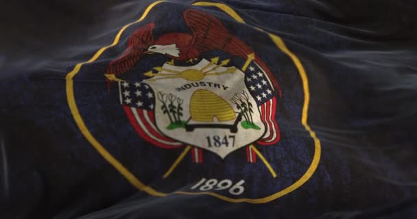 Alte Flagge Des Amerikanischen Bundesstaates Utah Vereinigte Staaten Schleife — Stockvideo