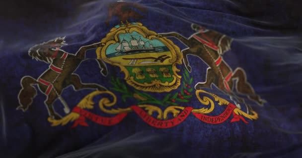 Oude Vlag Van Amerikaanse Staat Pennsylvania Regio Van Verenigde Staten — Stockvideo