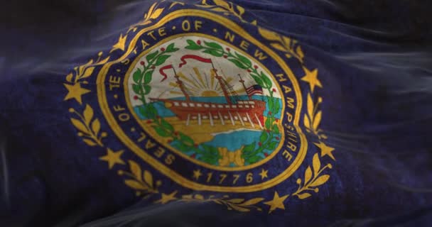 Old Flag American State New Hampshire Region United States Bucle — Vídeos de Stock