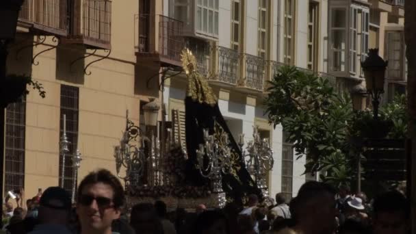 Little Procession Virgin Old City Malaga Spain — Stock Video