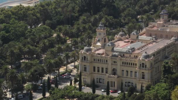 スペインのジブラルファロ展望台からマラガ市庁舎 — ストック動画
