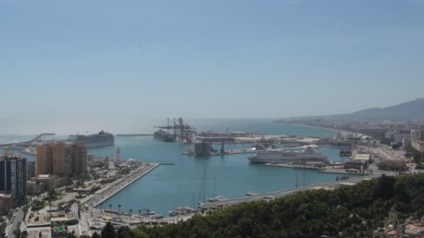 Malaga Port Gibraltar Alfaro Lookout Malaga Spain — 图库视频影像