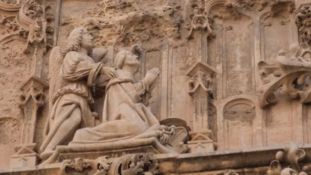 Figur Gerejawi Berdoa Teras Katedral Malaga Spanyol — Stok Video