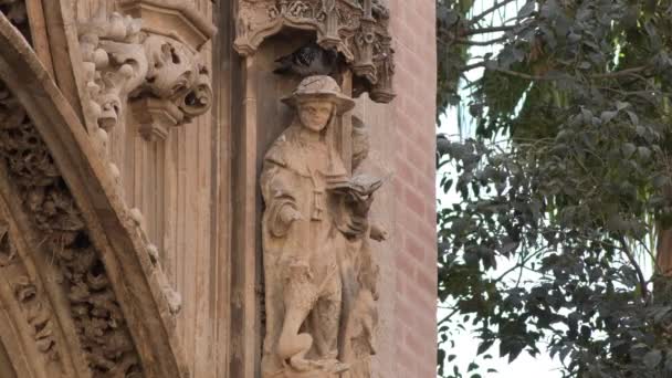 Figures Porch Sagrario Parish Cathedral Malaga Spain — Stock Video