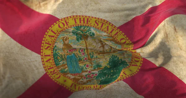Старый Флаг Штата Флорида Развевающийся Регион Сша — стоковое фото