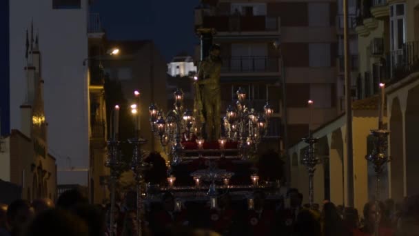 Jesus Tied Column Processioned Throne Holy Week Velez Malaga Spain — Video Stock