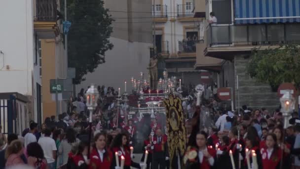 Jesus Tied Column Processioned Throne Holy Week Velez Malaga Spain — Vídeos de Stock