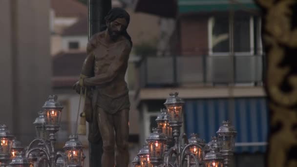 Jesus Säule Gebunden Prozessionsbild Velez Málaga Spanien — Stockvideo