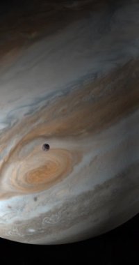 Jüpiter gezegeni ve uydu Ganymede uzayda