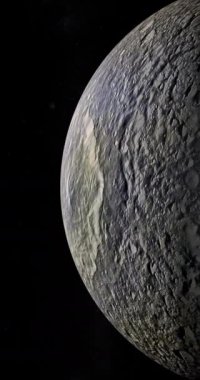 Mimas yüzey, Satürn ün ay uzayda etrafında dönen,