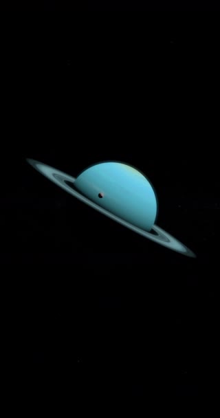 Satelitní Ariel Nebo Uran Obíhající Kolem Planety Uran Svisle — Stock video