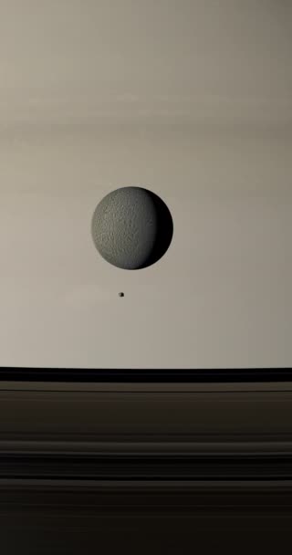 Epiméthée Rhéa Orbitant Autour Planète Saturne — Video