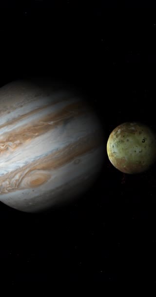 Planeta Jupiter Satelitul Rotație Spațiul Cosmic — Videoclip de stoc