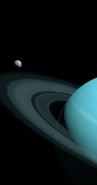 Satelliet Miranda Ook Bekend Als Uranus Cirkelt Rond Uranus Planeet — Stockvideo