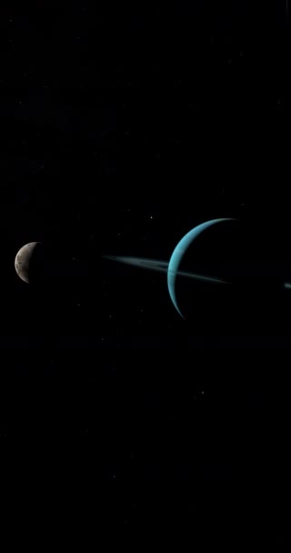 Δορυφορική Oberon Τροχιά Γύρω Από Τον Πλανήτη Ουρανού Στην Εξωτερικός — Αρχείο Βίντεο