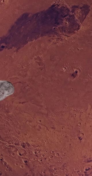 Satelit Martian Phobos Mars Obíhá Kolem Planety Mars Svisle — Stock video