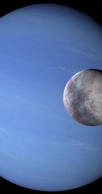 Neptün uydusu, Neptün uydusu, Neptün gezegeni yörüngesinde. 4K Dikey