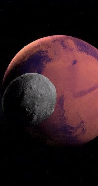 Göktaşı olarak uzayda etrafında dönen Vesta geçer Mars
