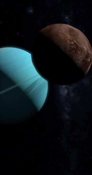 Puck Kreist Weltraum Den Planeten Uranus Vertikal — Stockvideo