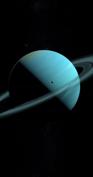 Puck Der Innere Mond Kreist Weltraum Den Planeten Uranus Vertikal — Stockvideo