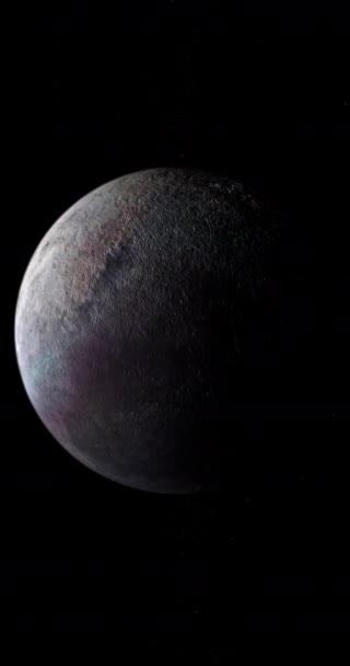Planet Triton Berputar Orbitnya Sendiri Luar Angkasa Loop Vertikal — Stok Video