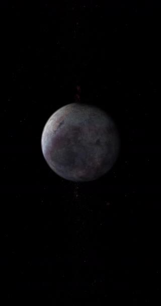 衛星トリトン 海王星の惑星の月に向かって 宇宙空間で 4K垂直 — ストック動画
