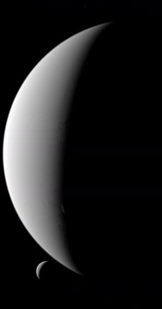 Triton Maan Satelliet Draait Rond Neptunus Planeet Ruimte — Stockvideo