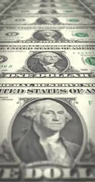 Χαρτονομίσματα Του Ενός Αμερικανικού Δολαρίου Τροχαίο Στην Οθόνη Μετρητά Χρήματα — Αρχείο Βίντεο