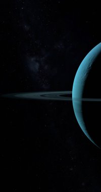 Uranüs ve yüzükleri uzayda. 3d hazırlayıcı