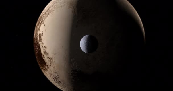 冥王星を背景に軌道上のオーカス準惑星 — ストック動画