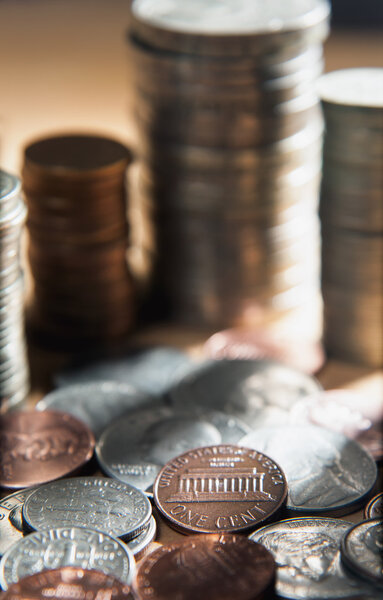 Stack of one cent coins.