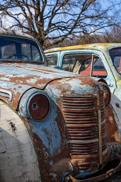 Viejos Coches Retro Soviéticos Aire Libre Volcado Coche Era Soviética — Foto de Stock