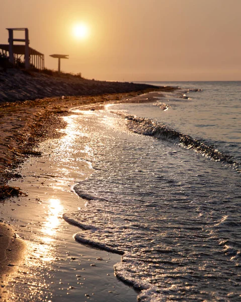 Закат Пляже Острове Джарылгач — стоковое фото