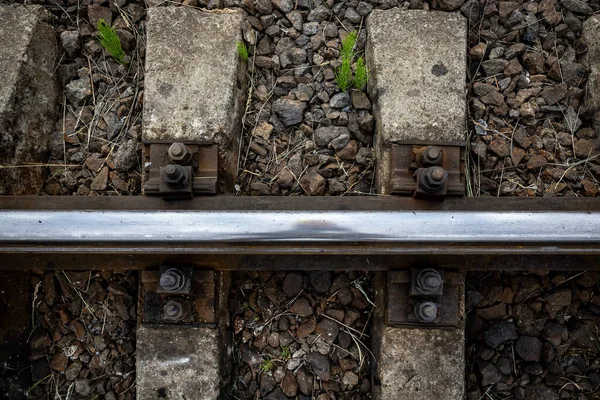Fragmento Ferrocarril Para Transporte Trenes Pesados Mercancías — Foto de Stock