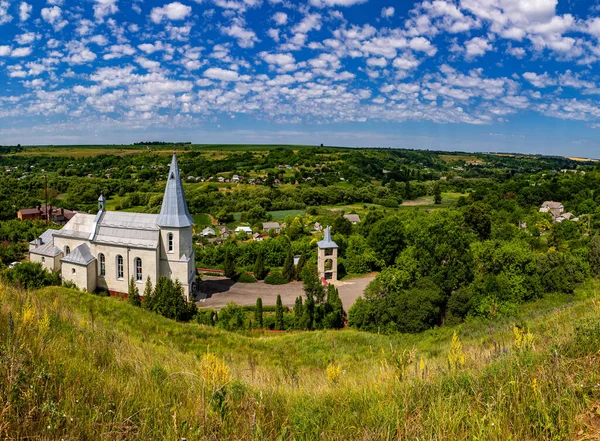 Catholic Church Ukrainian Village Zinkiv Rural Landscape Beautiful Church Summer — Stock Photo, Image