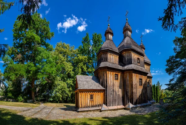 Old Wooden Church Ukraine Rural Landscape Church Wooden Cossack Ukrainian — Zdjęcie stockowe
