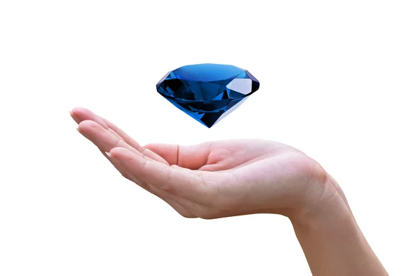 在手中的蓝色钻石modrý diamant v rukou — Stock fotografie