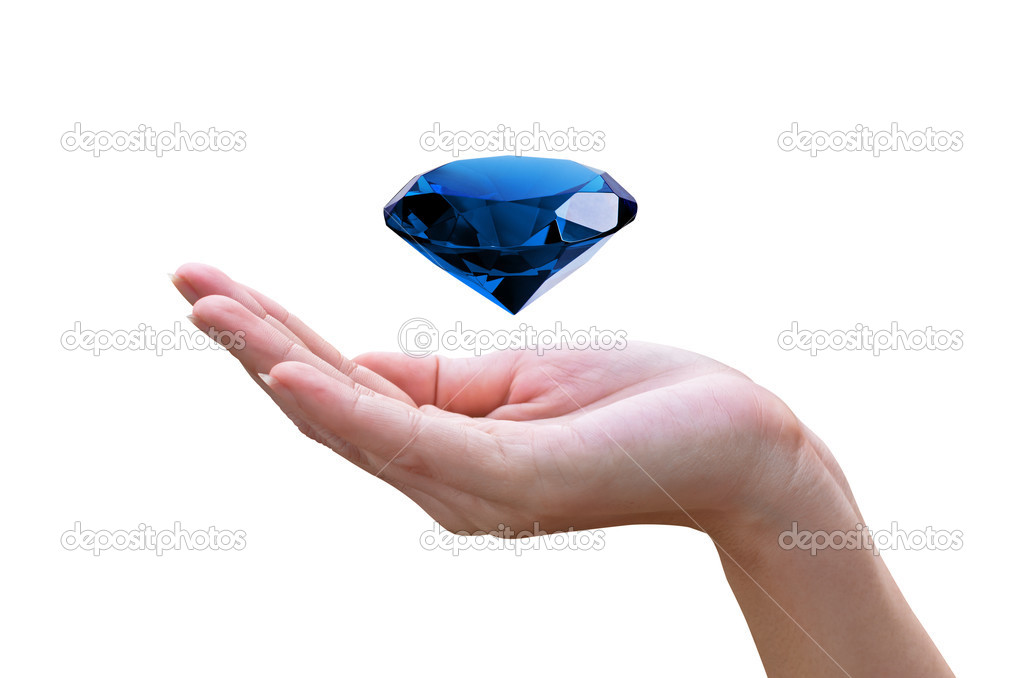 Blue diamond in the hands