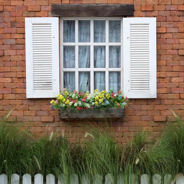 Window on brick wall — Stock Image Window on brick wall Stock Image