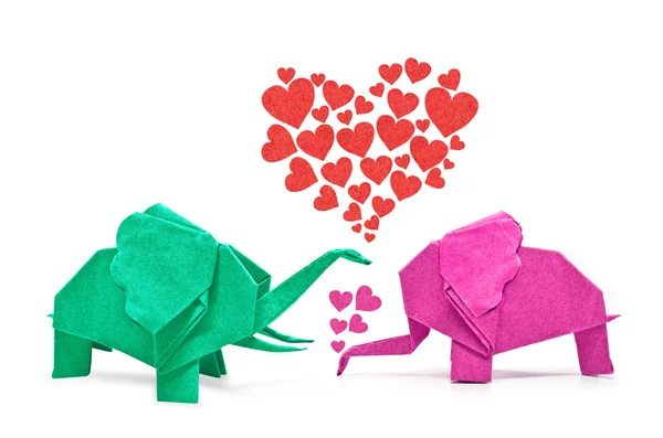 Origami éléphant d'amour — Photo